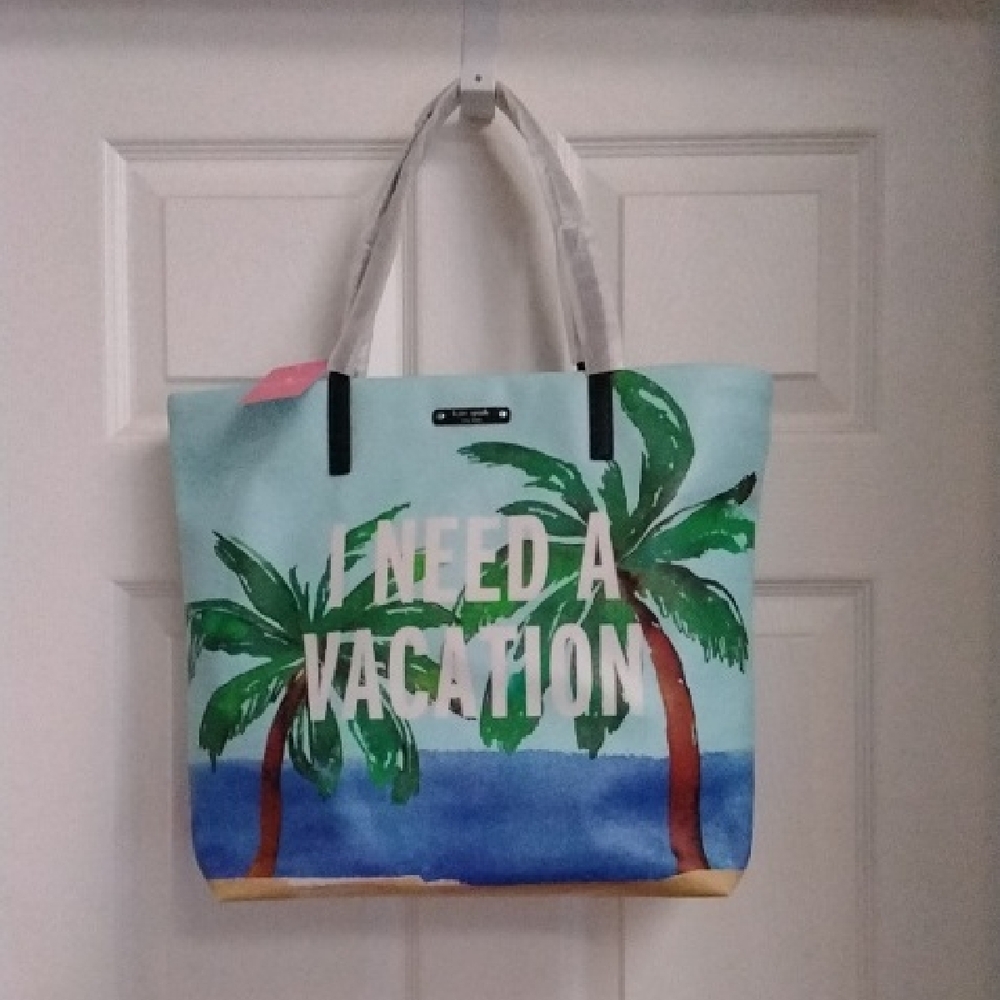 NWT 💙💚Kate Spade💚💙 I NEED A VACATION Tote bag